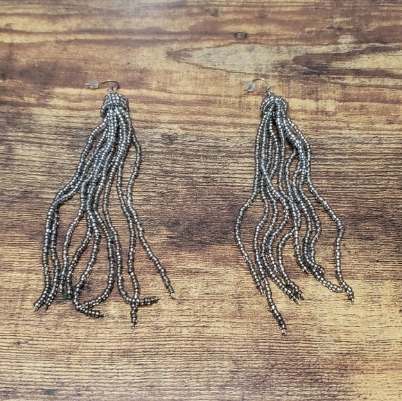 boho beaded long dangling earrings - Picture 1 of 5